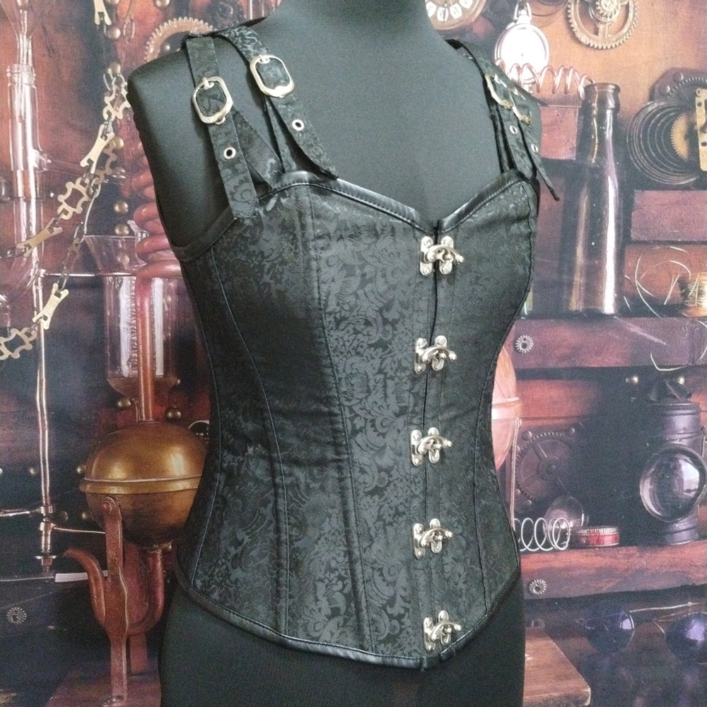 Black corset with silver hardware size M